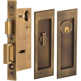 OMNIA - Pocket Door Lockset ''A'' US5 - Lacquered Antique Brass