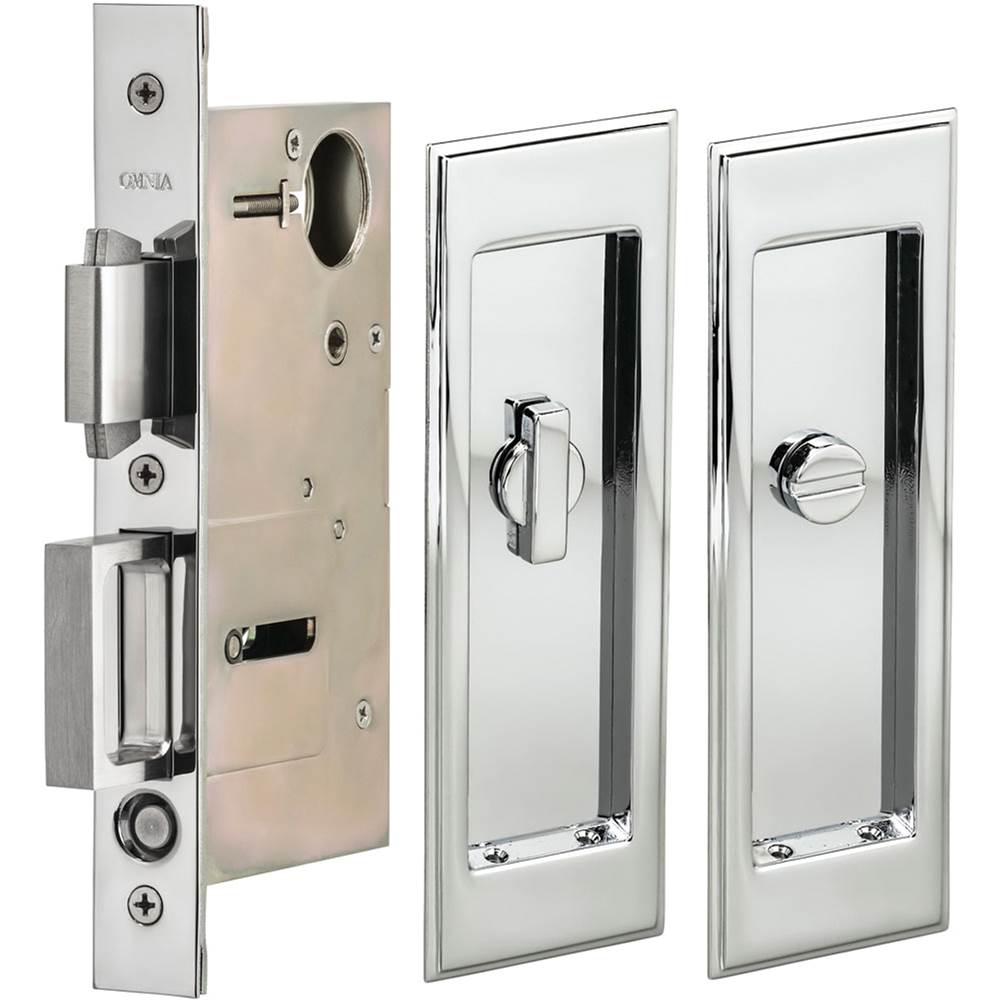 OMNIA - Pocket Door Lockset US26 - Polished Chrome Plated