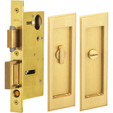 OMNIA - Pocket Door Lockset US4 - Lacquered Satin Brass