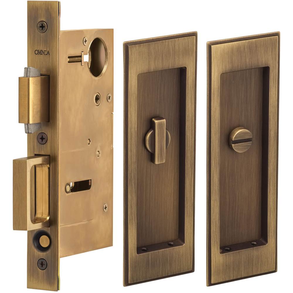 OMNIA - Pocket Door Lockset US5 - Lacquered Antique Brass