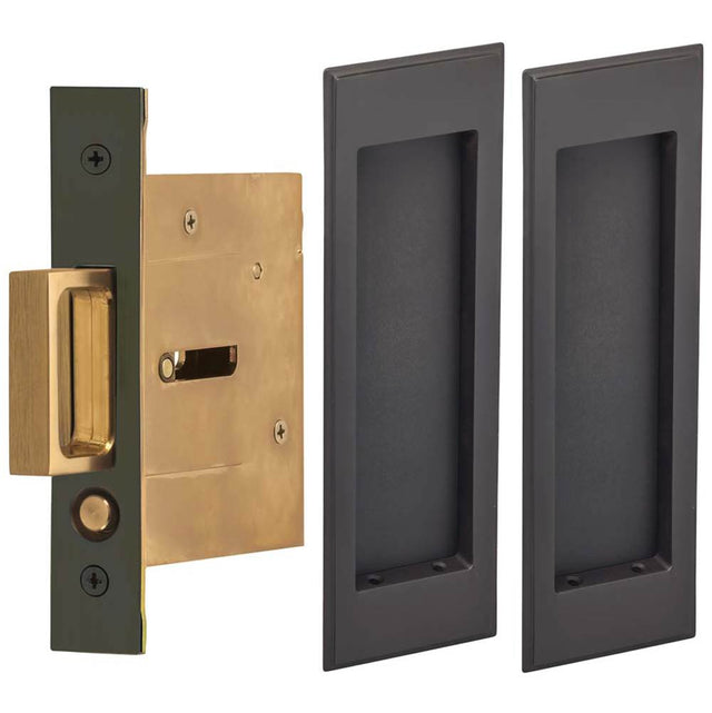 OMNIA - Pocket Door Lockset US10B - Lacquered Oil Rubbed Black