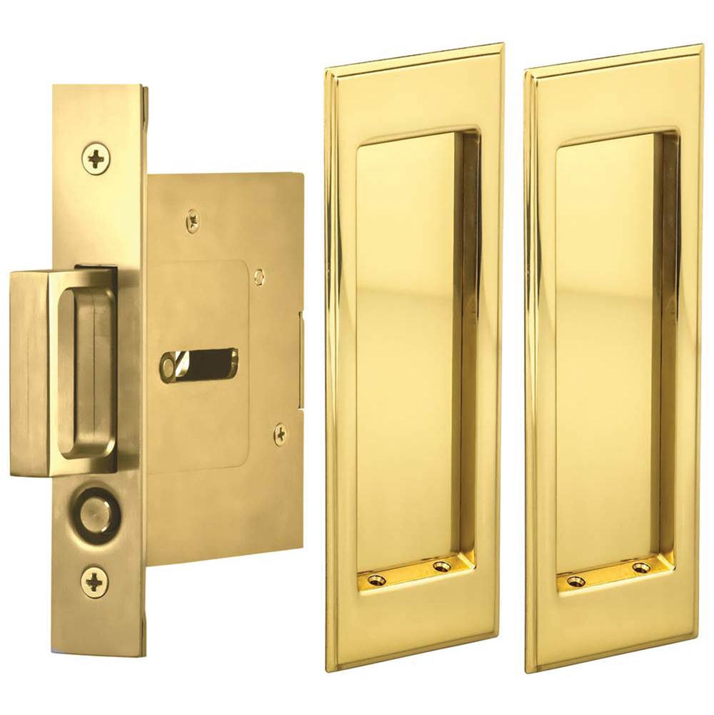 OMNIA - Pocket Door Lockset US3 - Lacquered Polished Brass