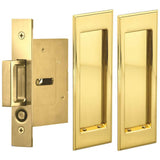 OMNIA - Pocket Door Lockset US3 - Lacquered Polished Brass