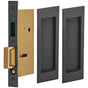OMNIA - Pocket Door Lockset US10B - Lacquered Oil Rubbed Black