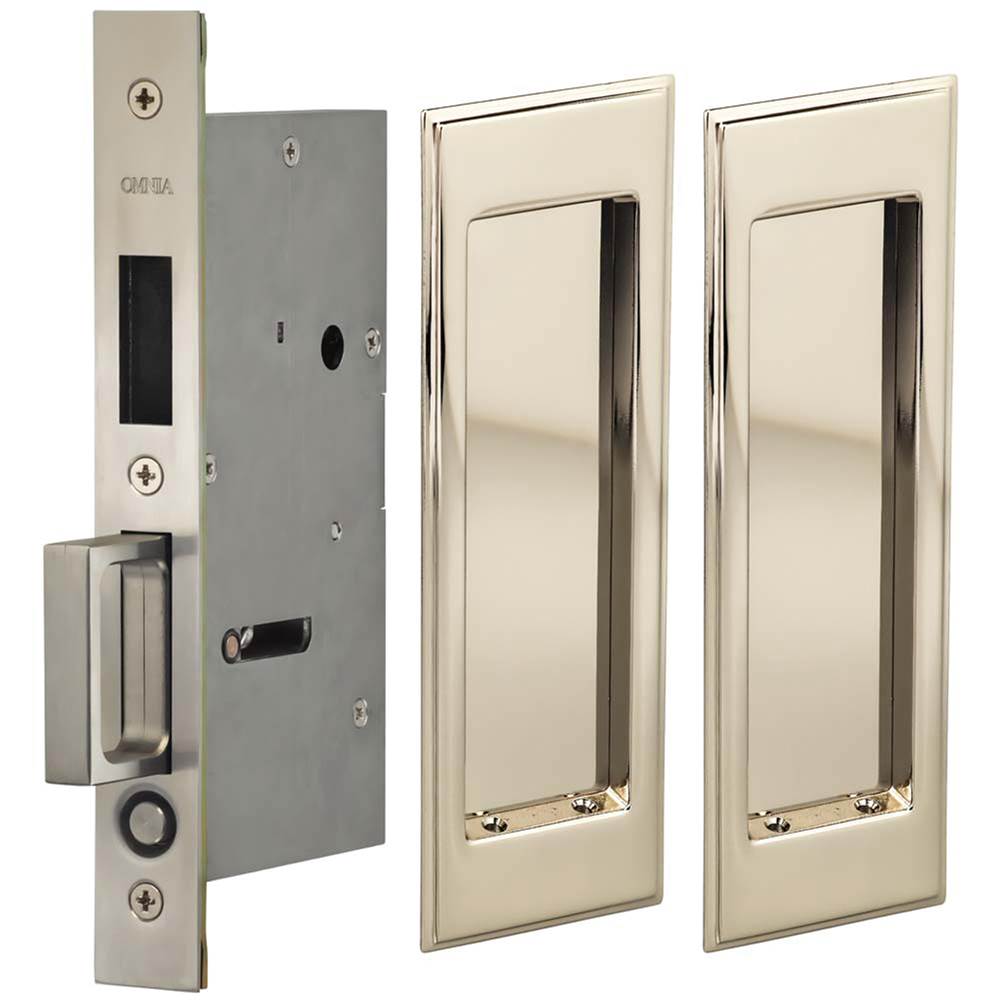 OMNIA - Pocket Door Lockset US14 - Lacquered Polished Nickel Plated