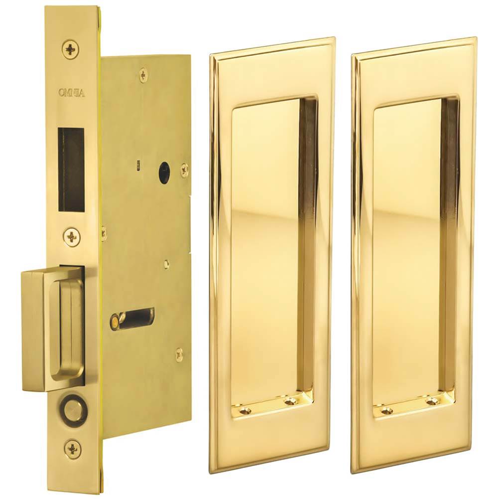 OMNIA - Pocket Door Lockset US3A - Unlacquered Polished Brass