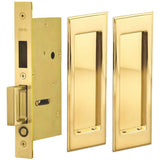 OMNIA - Pocket Door Lockset US3A - Unlacquered Polished Brass