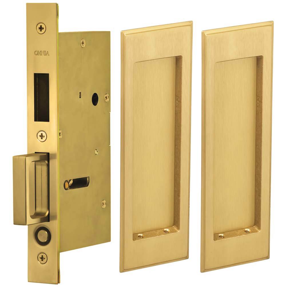 OMNIA - Pocket Door Lockset US4 - Lacquered Satin Brass