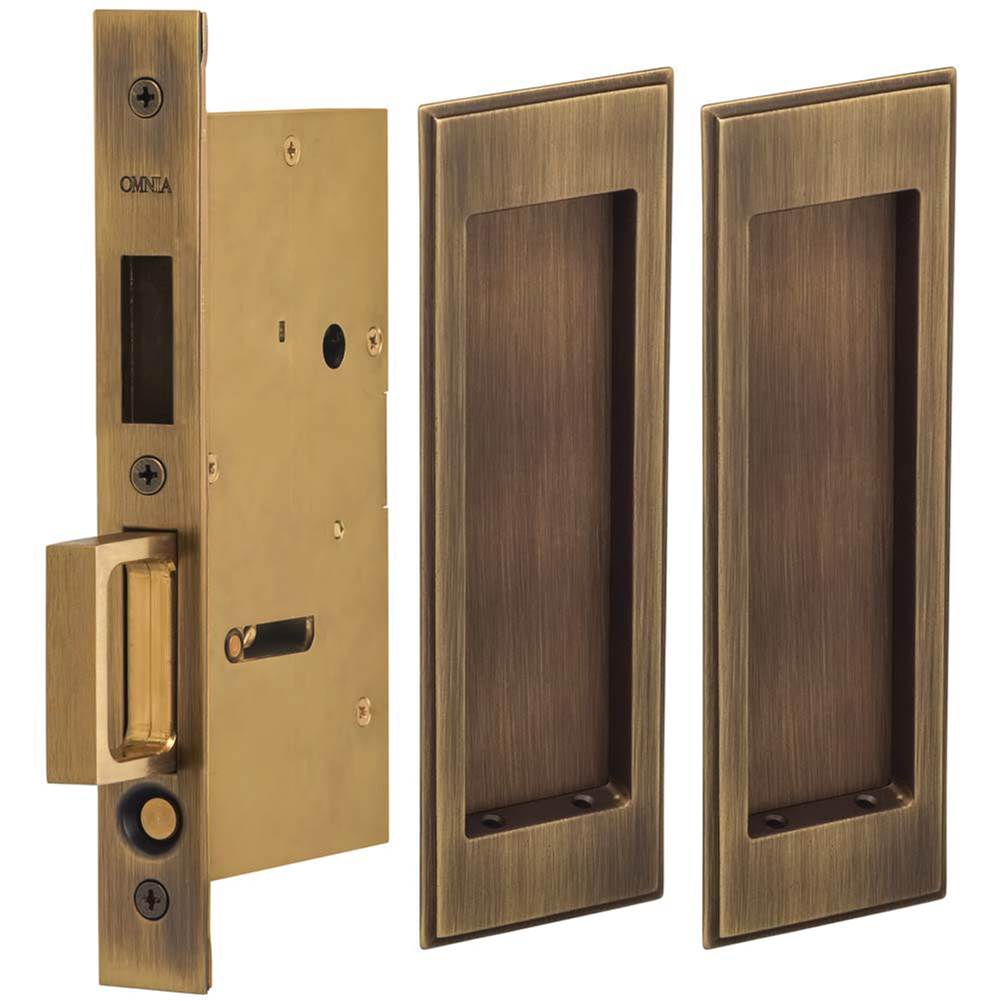 OMNIA - Pocket Door Lockset US5 - Lacquered Antique Brass