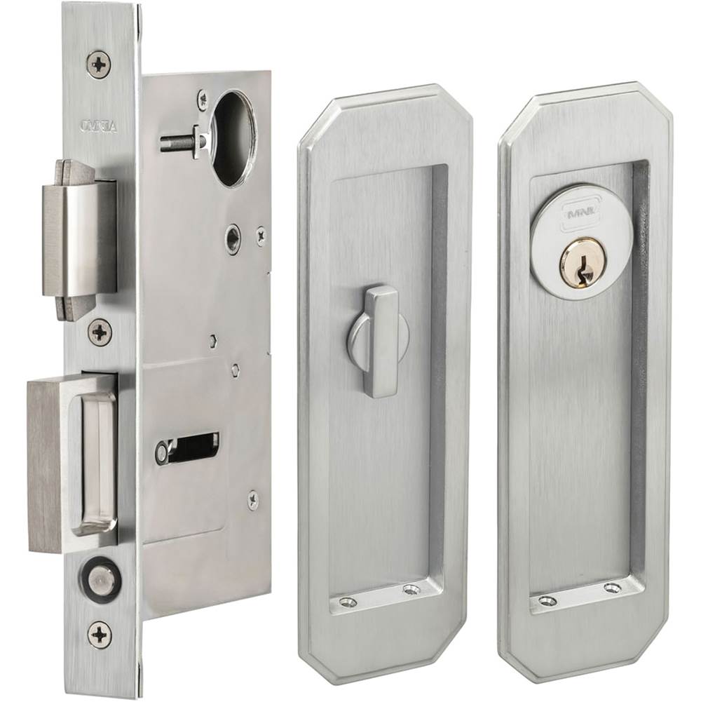 OMNIA - Pocket Door Lockset ''A'' US26D - Satin Chrome Plated