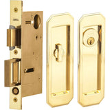 OMNIA - Pocket Door Lockset ''A'' US3A - Unlacquered Polished Brass
