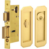 OMNIA - Pocket Door Lockset ''A'' US4 - Lacquered Satin Brass