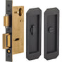 OMNIA - Pocket Door Lockset US10B - Lacquered Oil Rubbed Black
