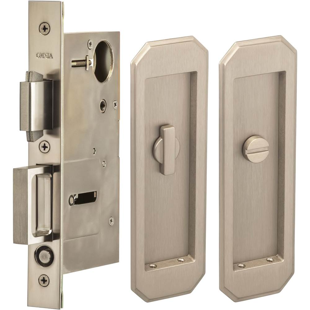 OMNIA - Pocket Door Lockset US15 - Lacquered Satin Nickel Plated