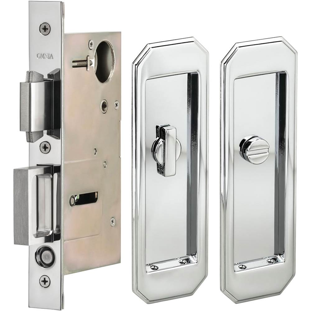 OMNIA - Pocket Door Lockset US26 - Polished Chrome Plated