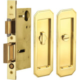 OMNIA - Pocket Door Lockset US3 - Lacquered Polished Brass
