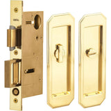 OMNIA - Pocket Door Lockset US3A - Unlacquered Polished Brass