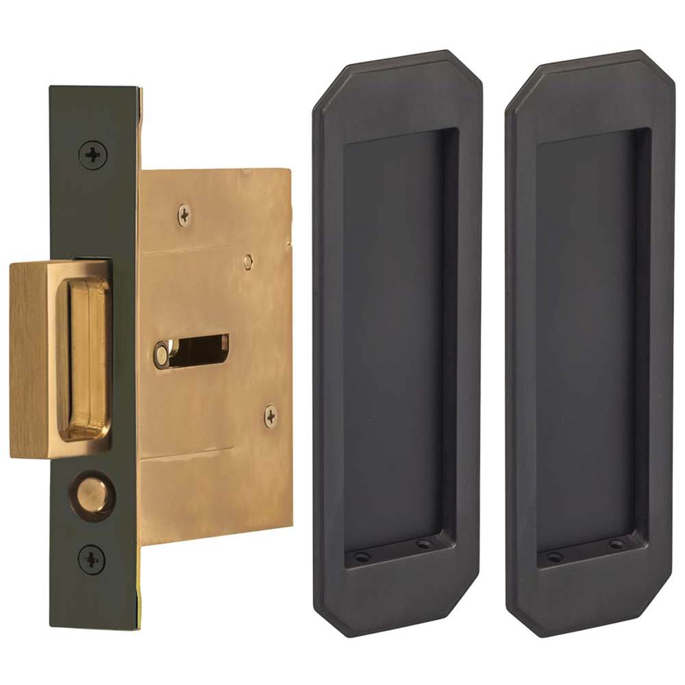 OMNIA - Pocket Door Lockset ''N'' US10B - Lacquered Oil Rubbed Black
