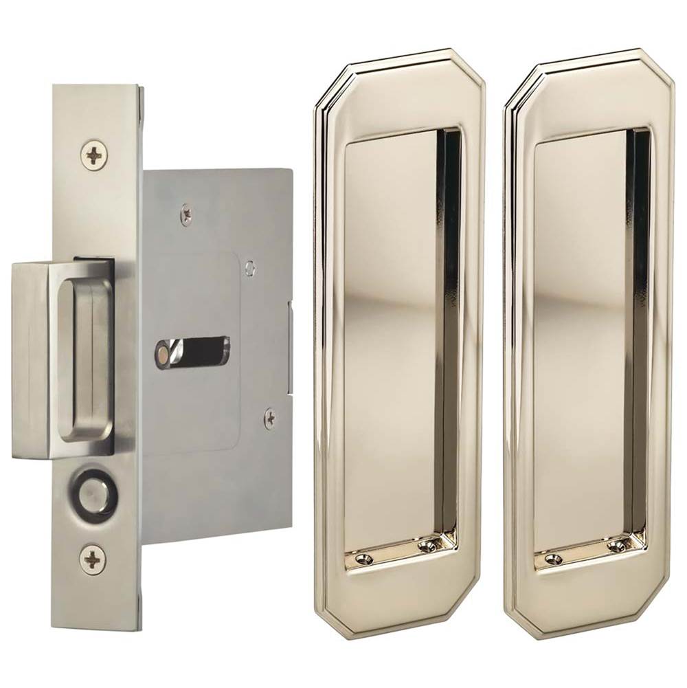 OMNIA - Pocket Door Lockset ''N'' US14 - Lacquered Polished Nickel Plated