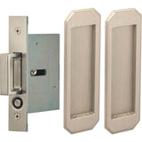 OMNIA - Pocket Door Lockset ''N'' US15 - Lacquered Satin Nickel Plated