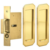 OMNIA - Pocket Door Lockset ''N'' US3 - Lacquered Polished Brass