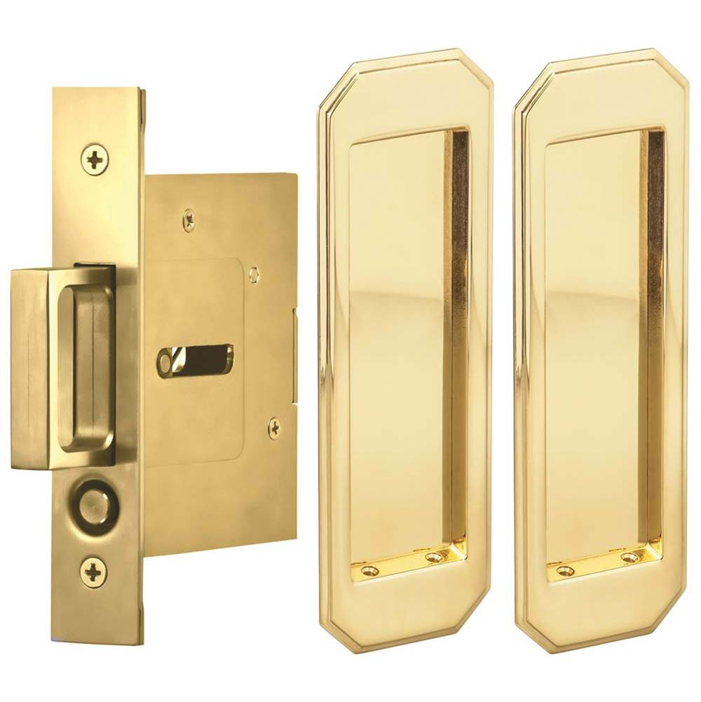 OMNIA - Pocket Door Lockset ''N'' US3A - Unlacquered Polished Brass