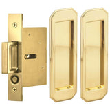 OMNIA - Pocket Door Lockset ''N'' US3A - Unlacquered Polished Brass
