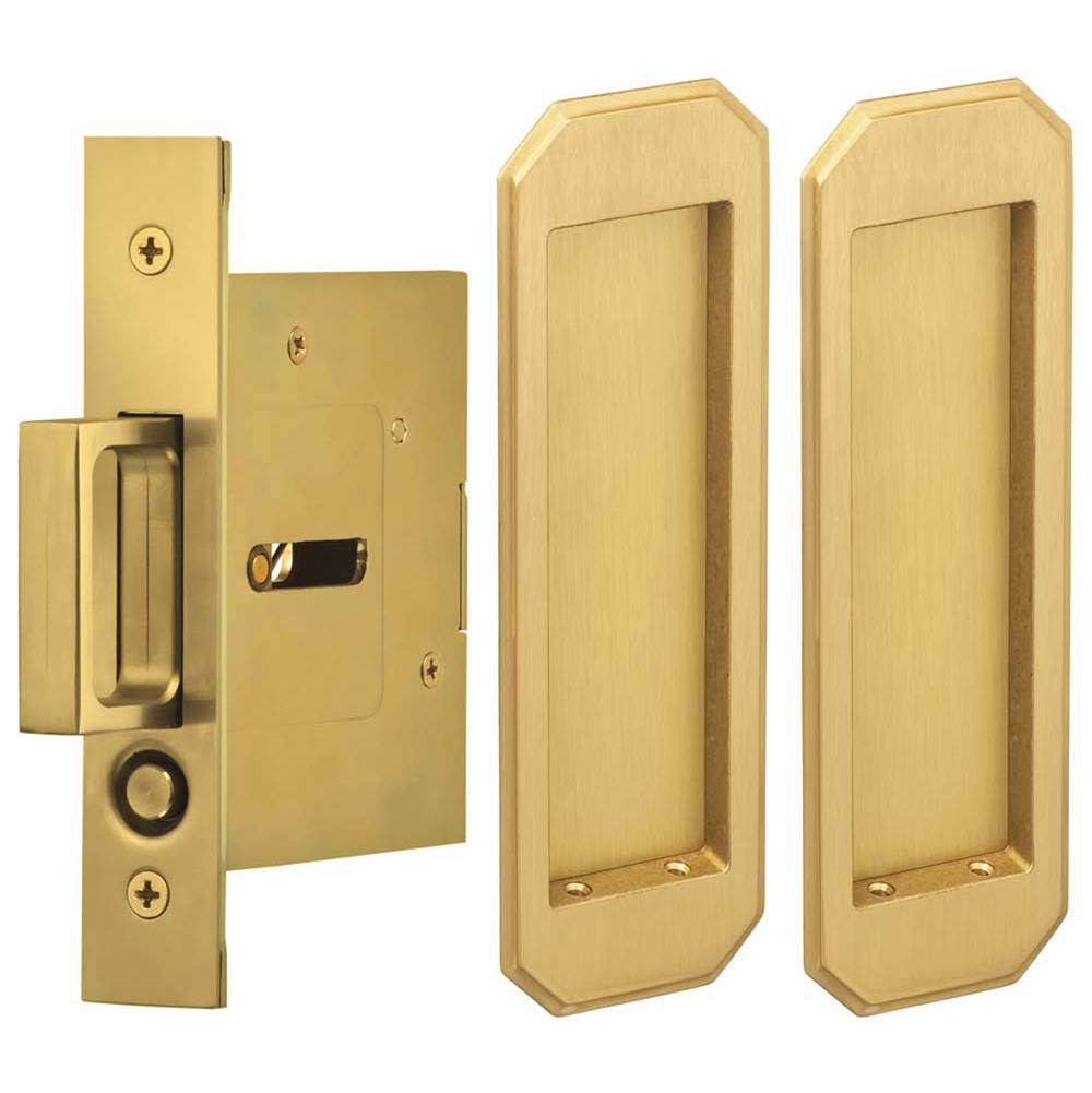 OMNIA - Pocket Door Lockset ''N'' US4 - Lacquered Satin Brass