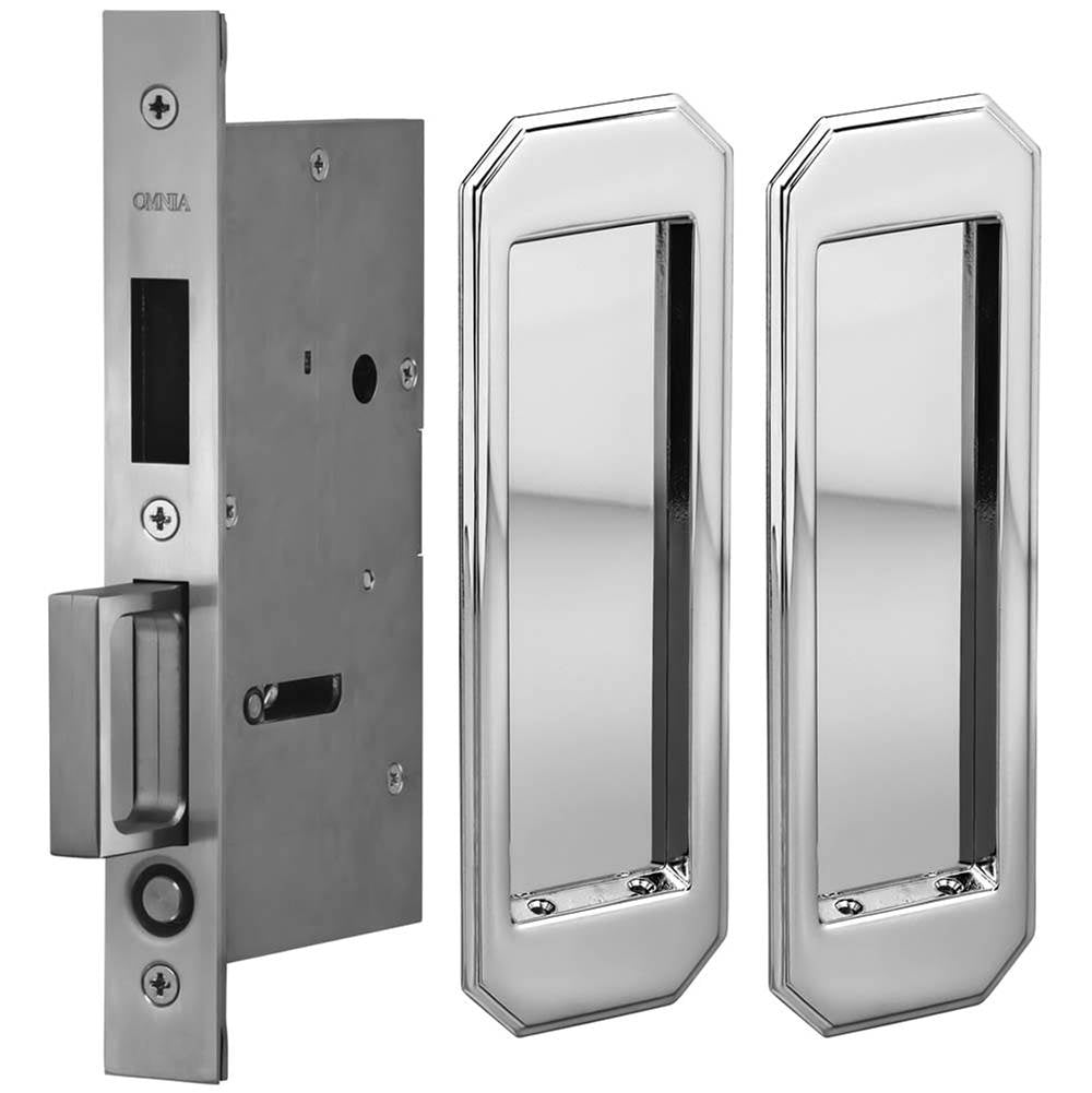 OMNIA - Pocket Door Lockset US26 - Polished Chrome Plated