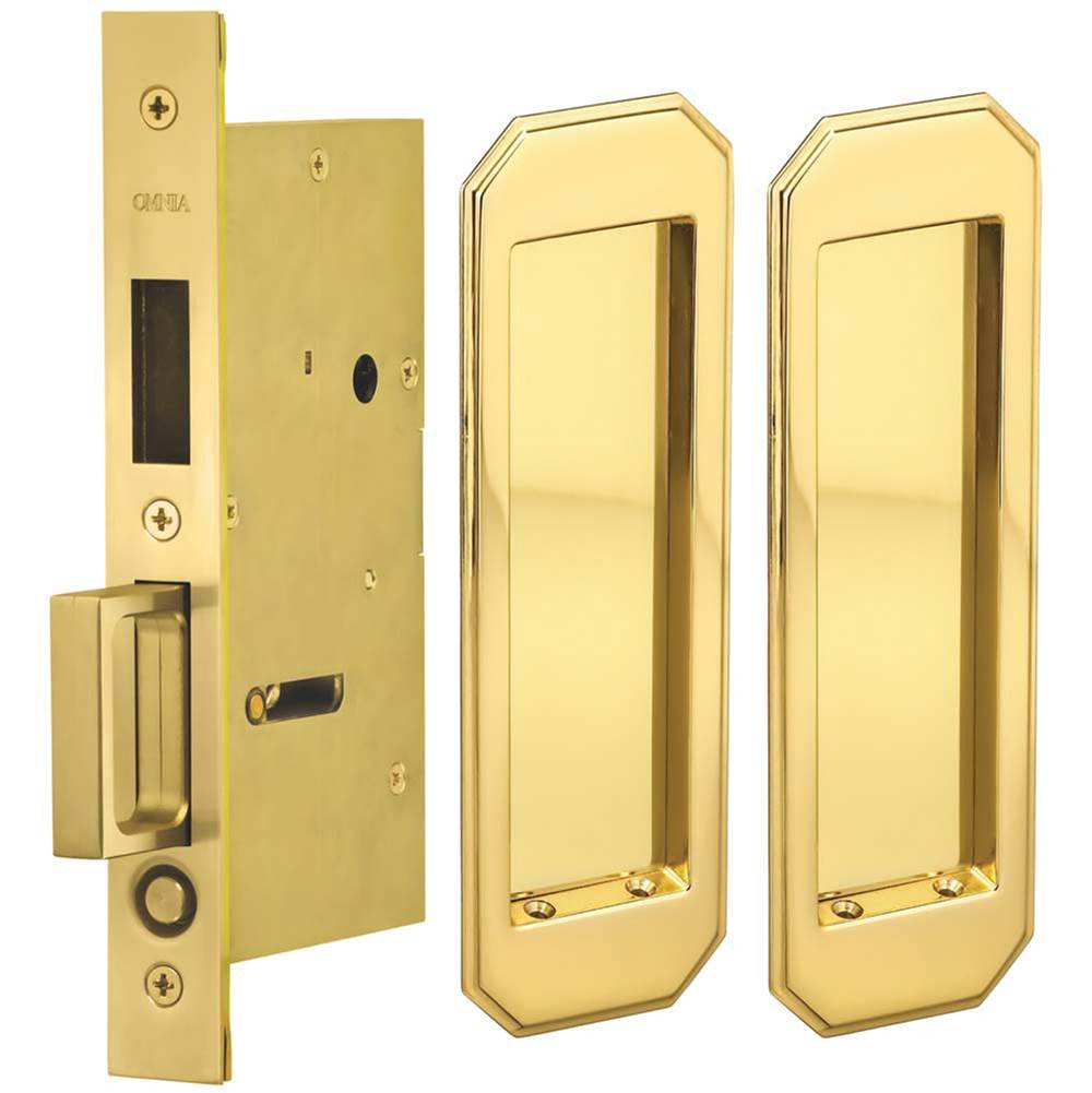 OMNIA - Pocket Door Lockset US3 - Lacquered Polished Brass