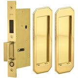 OMNIA - Pocket Door Lockset US3 - Lacquered Polished Brass