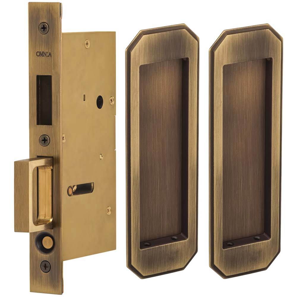 OMNIA - Pocket Door Lockset US5 - Lacquered Antique Brass