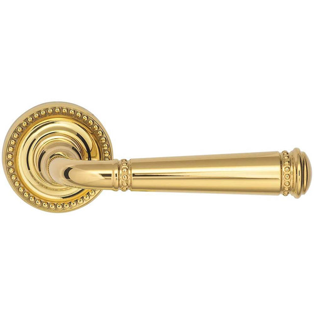 OMNIA - Beaded Lever 50 mm Rose Pr US3A - Unlacquered Polished Brass