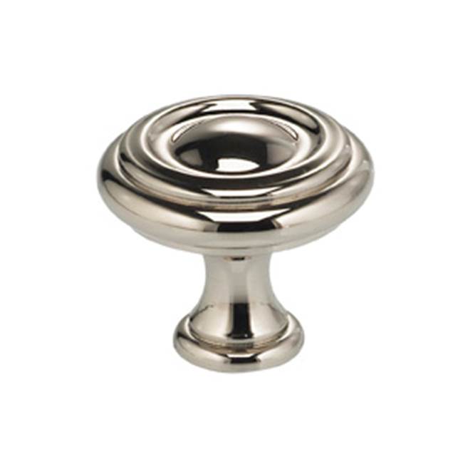 OMNIA - 1-9/16'' Dia. Cabinet Knob US14 - Lacquered Polished Nickel Plated