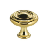 OMNIA - 1-9/16'' Dia. Cabinet Knob US3 - Lacquered Polished Brass