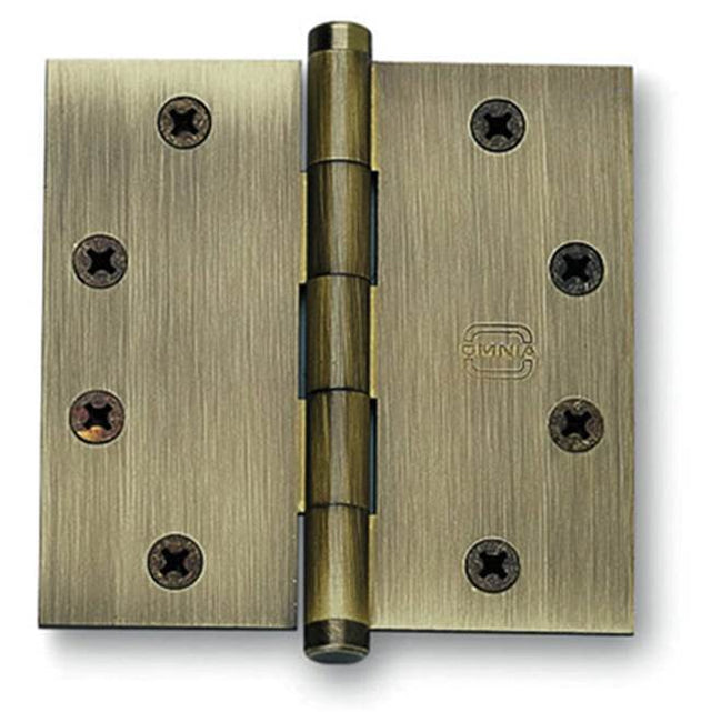 OMNIA - 4.5'' Button Tip Hinge US4 - Lacquered Satin Brass