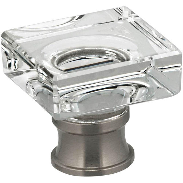 OMNIA - Square Glass Cabinet Knob US4 - Lacquered Satin Brass