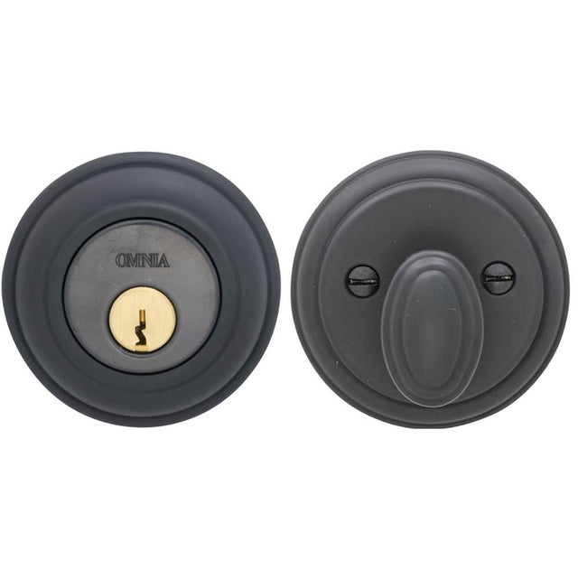 OMNIA - Colonial Deadbolt Set US10B - Lacquered Oil Rubbed Black