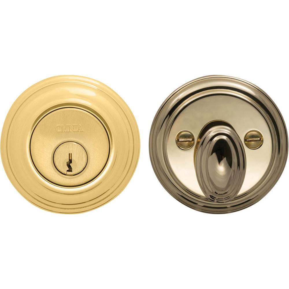 OMNIA - Colonial Deadbolt Set US3 - Lacquered Polished Brass