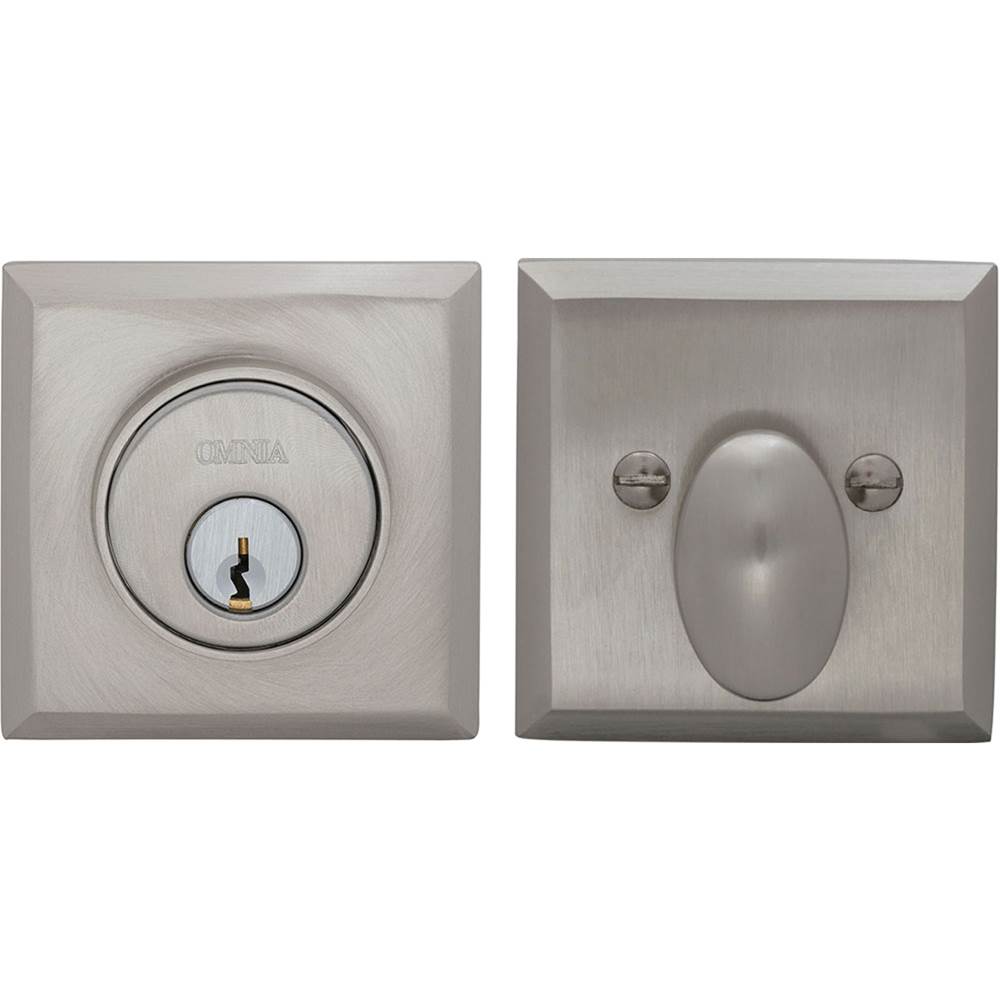 OMNIA - Rectangular Deadbolt Set US15 - Lacquered Satin Nickel Plated