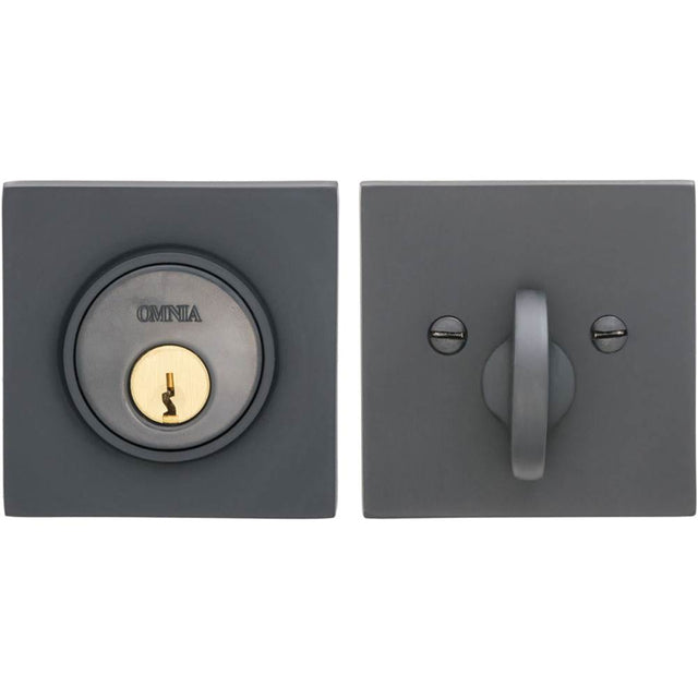 OMNIA - Square Deadbolt Set US10B - Lacquered Oil Rubbed Black