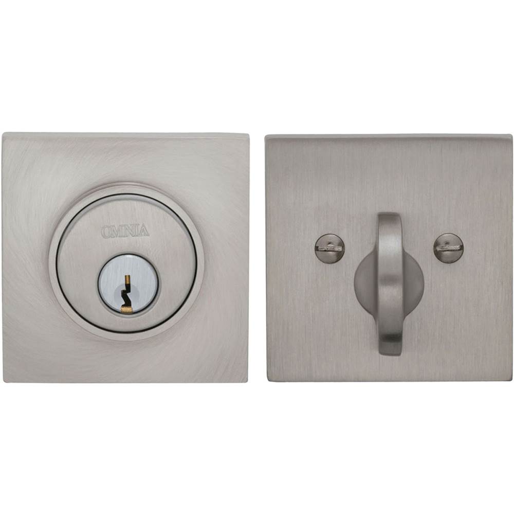 OMNIA - Square Deadbolt Set US15 - Lacquered Satin Nickel Plated