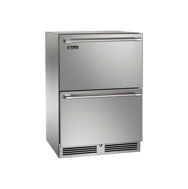 Perlick - 24'' Signature Series Marine Grade Refrigerator Drawers, fully integrated panel-ready