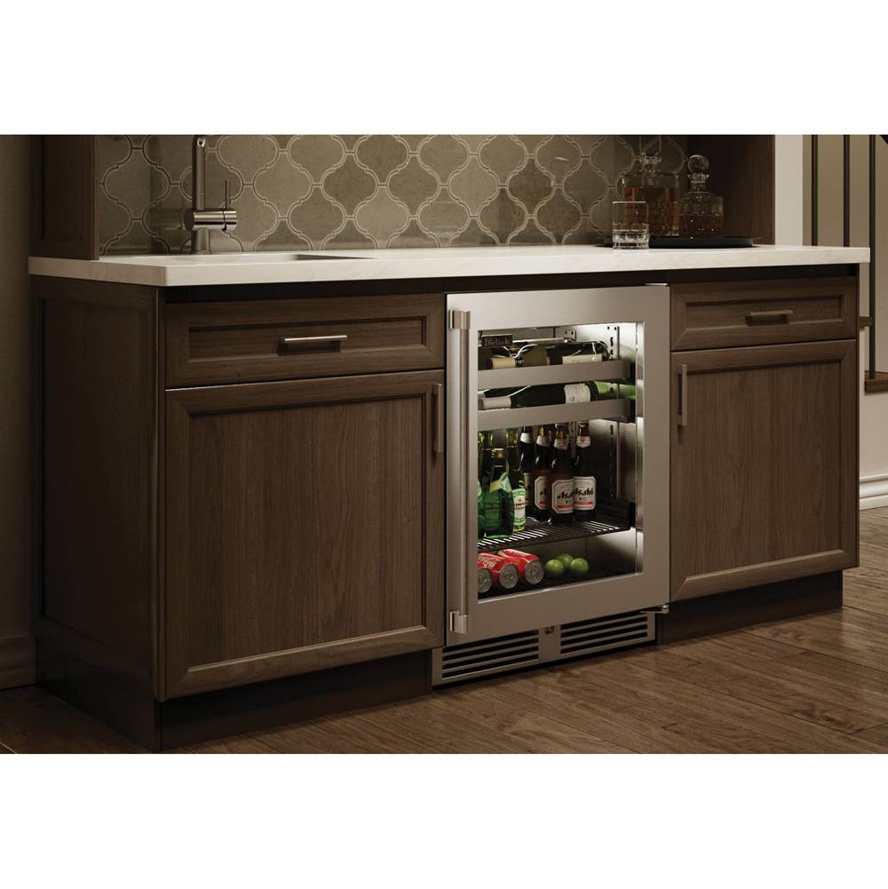 24'' Signature Series Indoor Beverage Center with Stainless Steel Solid Door, Hinge Left