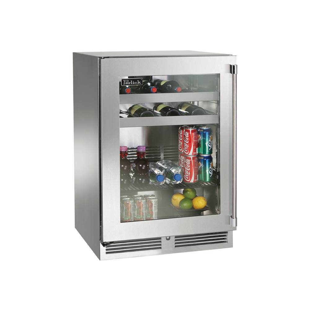 Perlick - 24'' Signature Series Indoor Beverage Center with Stainless Steel Glass Door, Hinge Right