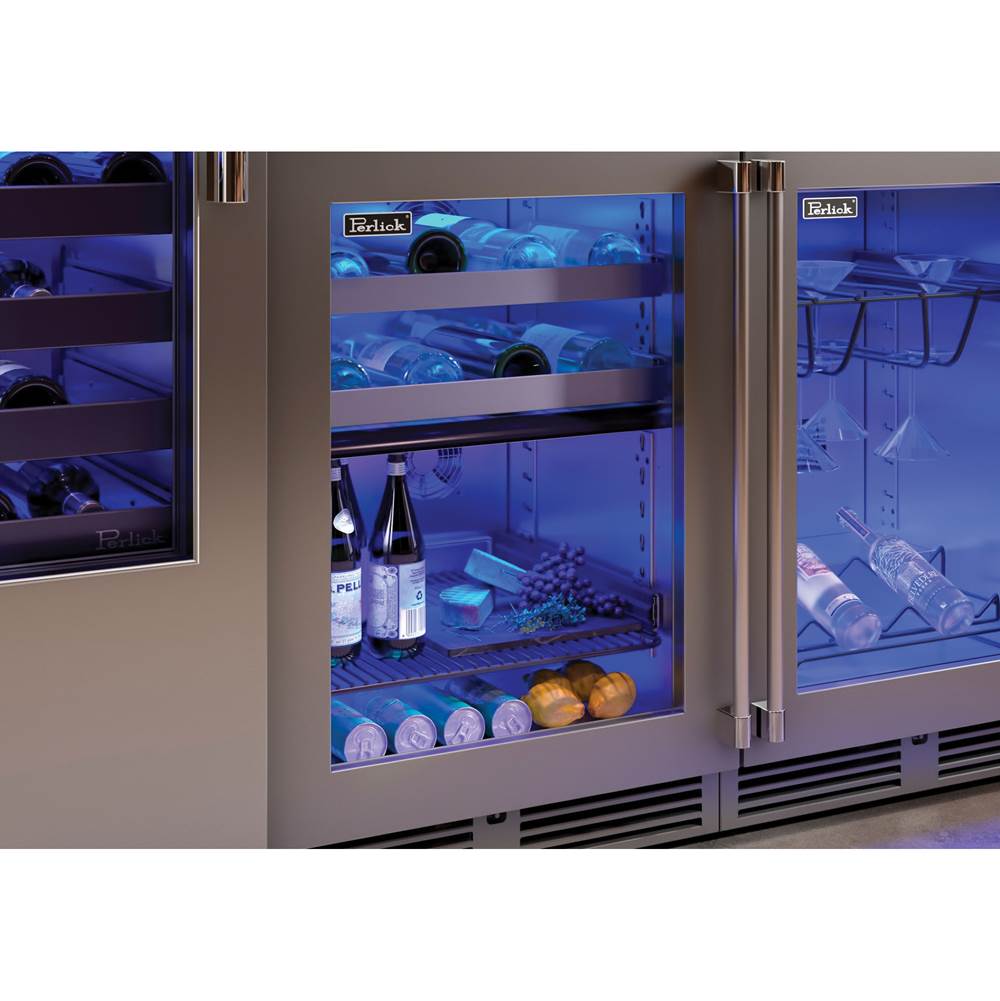 24'' Signature Series Indoor Dual-Zone Refrigerator/Wine Reserve with Stainless Steel Glass Door, Hinge Right