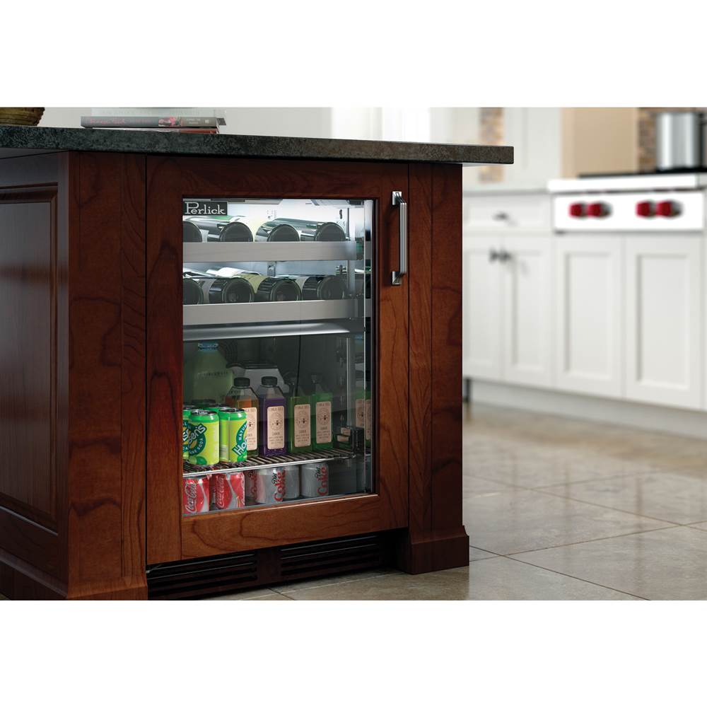 24'' Signature Series Indoor Dual-Zone Refrigerator/Wine Reserve with Stainless Steel Glass Door, Hinge Right