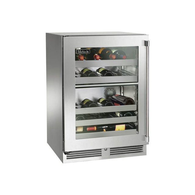 Perlick - 24'' Signature Series Indoor Dual-Zone Wine Reserve with Stainless Steel Glass Door, Hinge Left