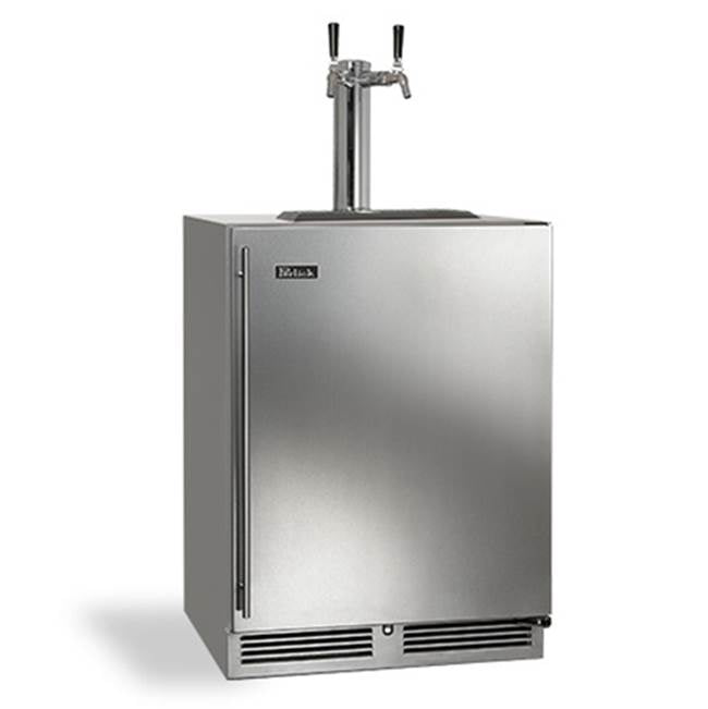 24'' C-Series Outdoor Beer Dispenser - Dual Tap with Stainless Steel Solid Door, Hinge Right, with Lock