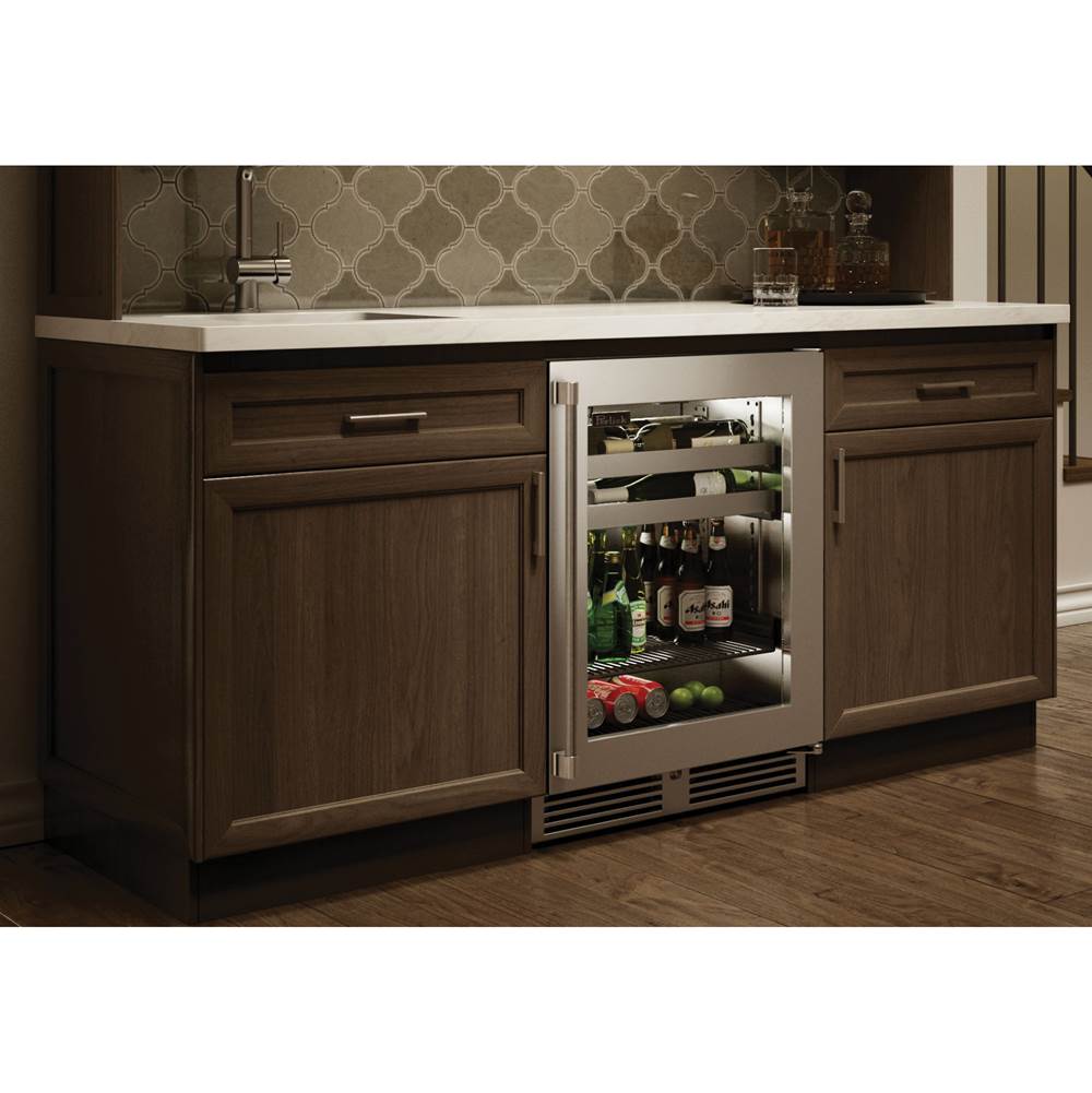 Signature Series Shallow Depth 18'' Depth Indoor Beverage Center with Fully Integrated Panel Ready Solid Door, Hinge Right, with Lock